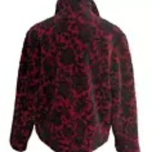 😊Tsunami Canada Black Red Bouclee Pattern Button Up Fleece Vintage Jacket Sz L - Picture 12 of 14